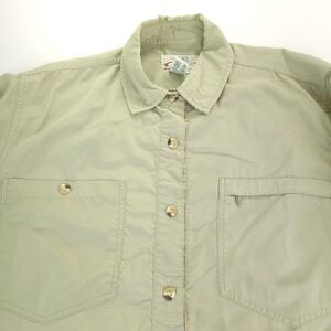 Vintage Orvis Fly Fishing Shirt Mens Small‎ Khaki Tan Long Sleeve Zipped Pocket